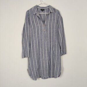 Jones New York Women's Tunic Midi Dress Size 12 Linen Old Money Quiet Luxury